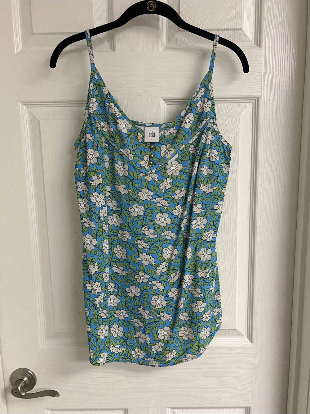 CAbi Floral Spaghetti Strap Camisole - Blue, Green & White